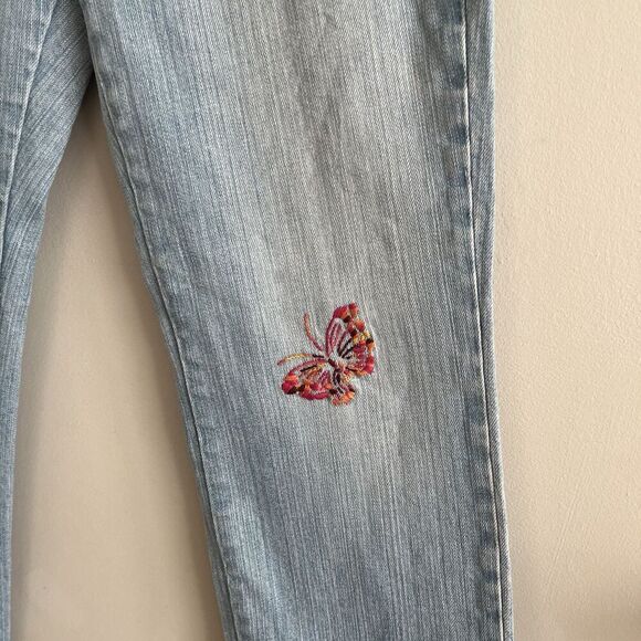 GAP Y2K Floral Butterfly Embroidery Cropped Jeans Sz 6 Low Rise kick flare Boho - Picture 9 of 14